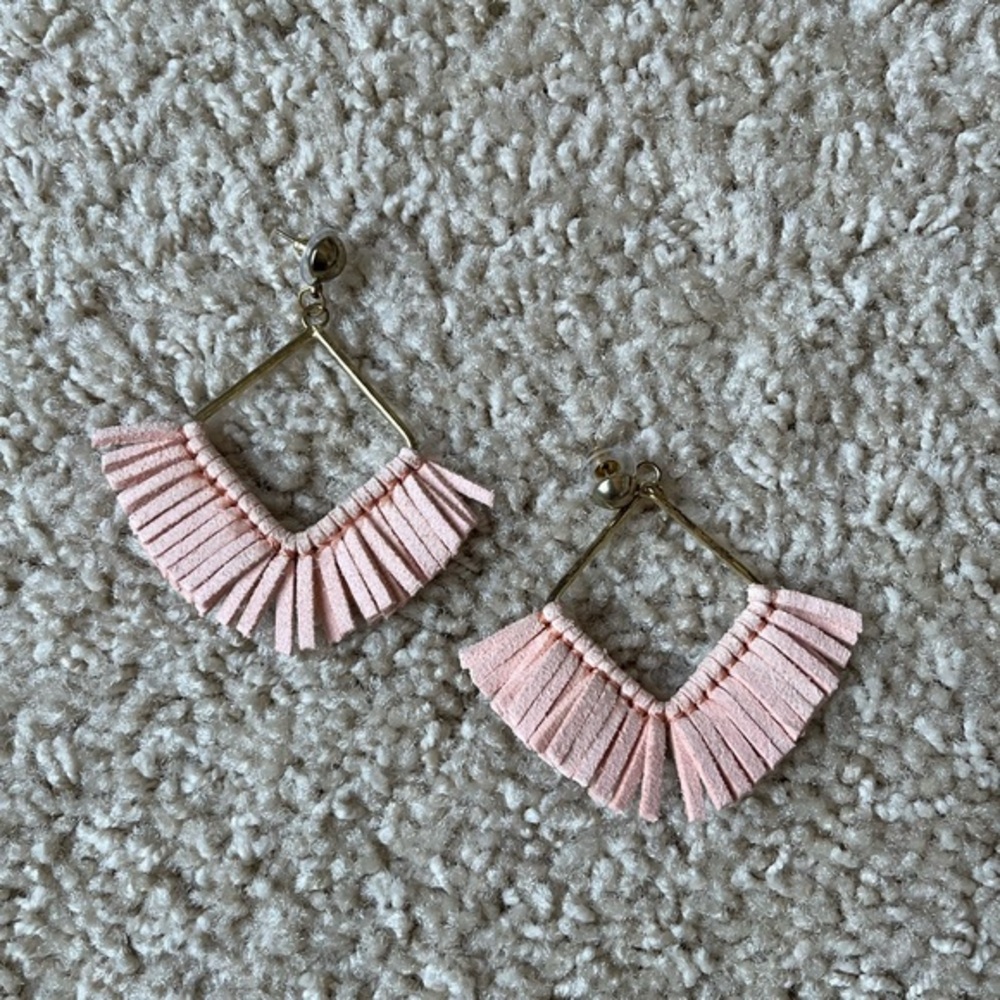 Pink Dangle Fringe Earrings NEW